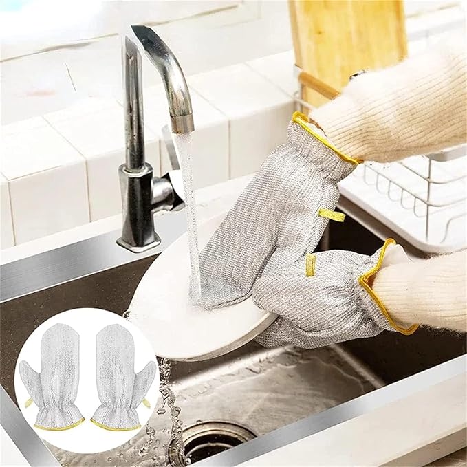 🧤✨Buy 1 Get 1 Free | Silver Premium Dish Washing Hand Gloves – Flat 💥50% OFF | 🚚 Free Delivery | 💵 COD Available