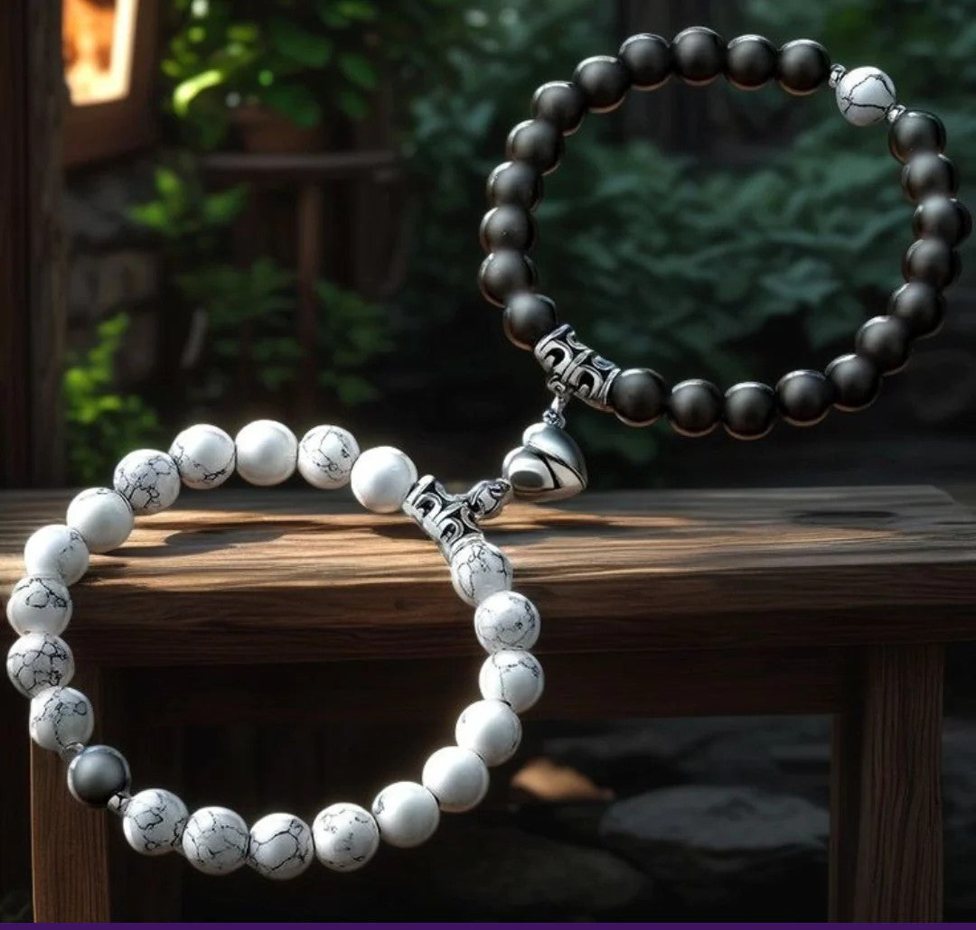 Magnetic Heart Beaded Couple Bracelet - For Him & Her @499 + Free Delivery
