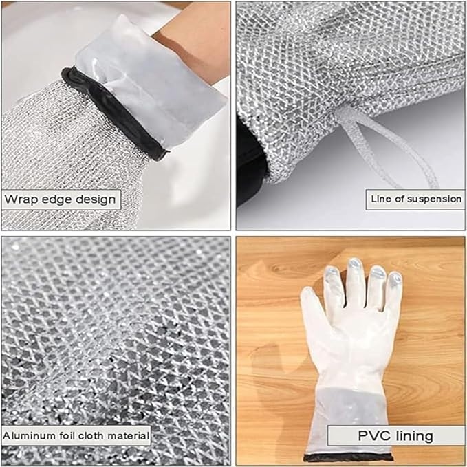 🧤✨Buy 1 Get 1 Free | Silver Premium Dish Washing Hand Gloves – Flat 💥50% OFF | 🚚 Free Delivery | 💵 COD Available