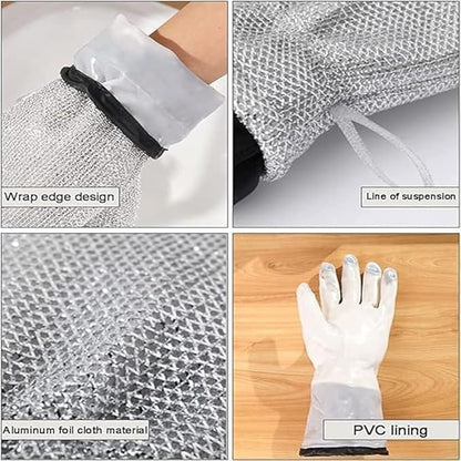 🧤✨Buy 1 Get 1 Free | Silver Premium Dish Washing Hand Gloves – Flat 💥50% OFF | 🚚 Free Delivery | 💵 COD Available